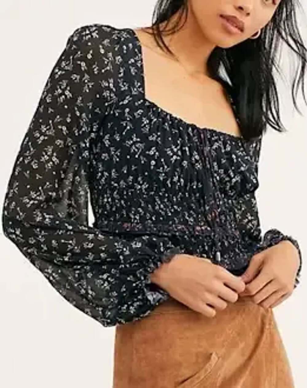 Free People Lolita Top Floral Print Sz M Coquette